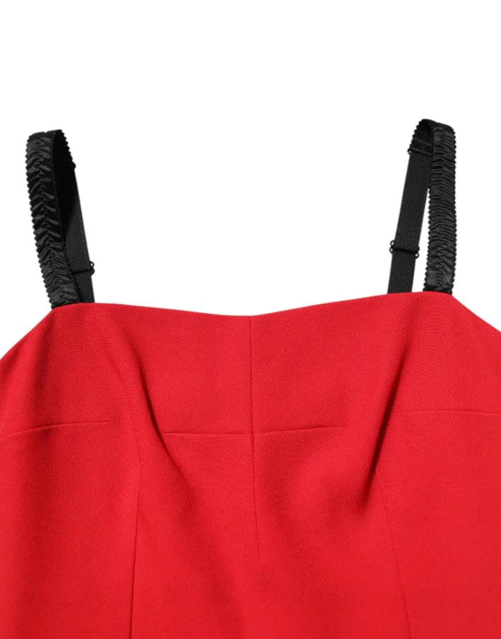 Dolce &amp; Gabbana Red Stretch Bodycon Sheath Knee Length Dress