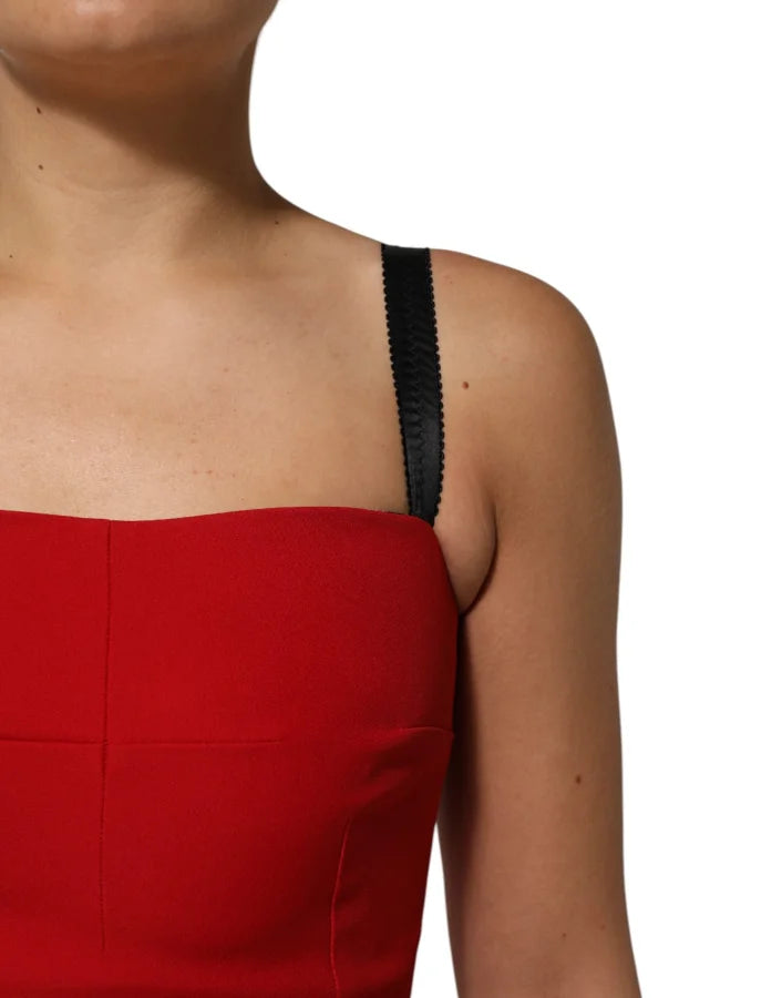 Dolce &amp; Gabbana Red Stretch Bodycon Sheath Knee Length Dress