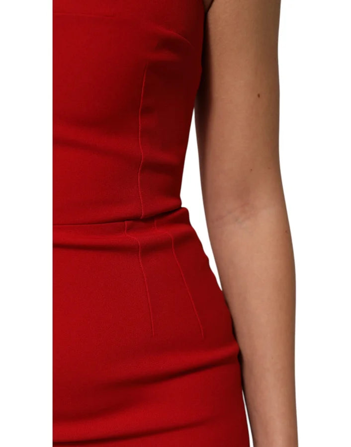Dolce &amp; Gabbana Red Stretch Bodycon Sheath Knee Length Dress