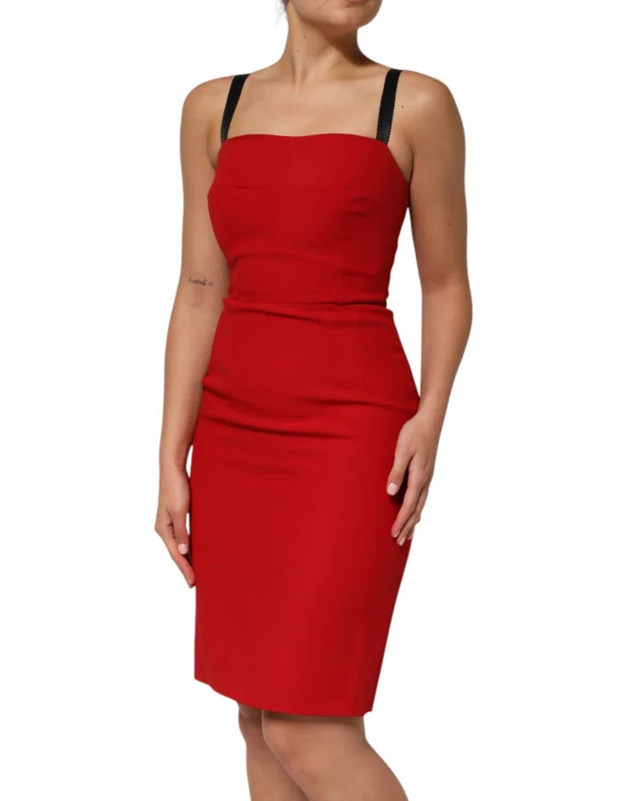 Dolce &amp; Gabbana Red Stretch Bodycon Sheath Knee Length Dress