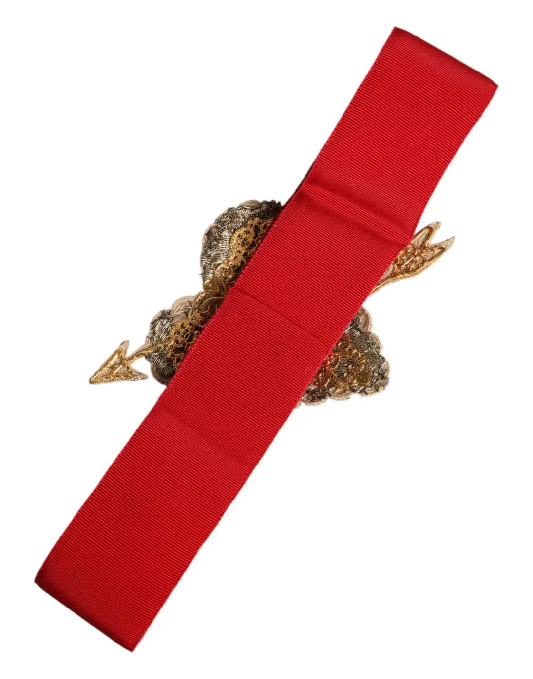 Dolce &amp; Gabbana Red Stretch Wide Waist Heart Embellished Belt
