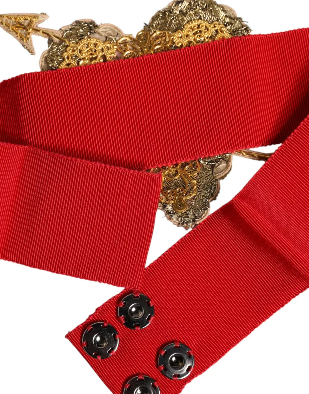 Dolce &amp; Gabbana Red Stretch Wide Waist Heart Embellished Belt