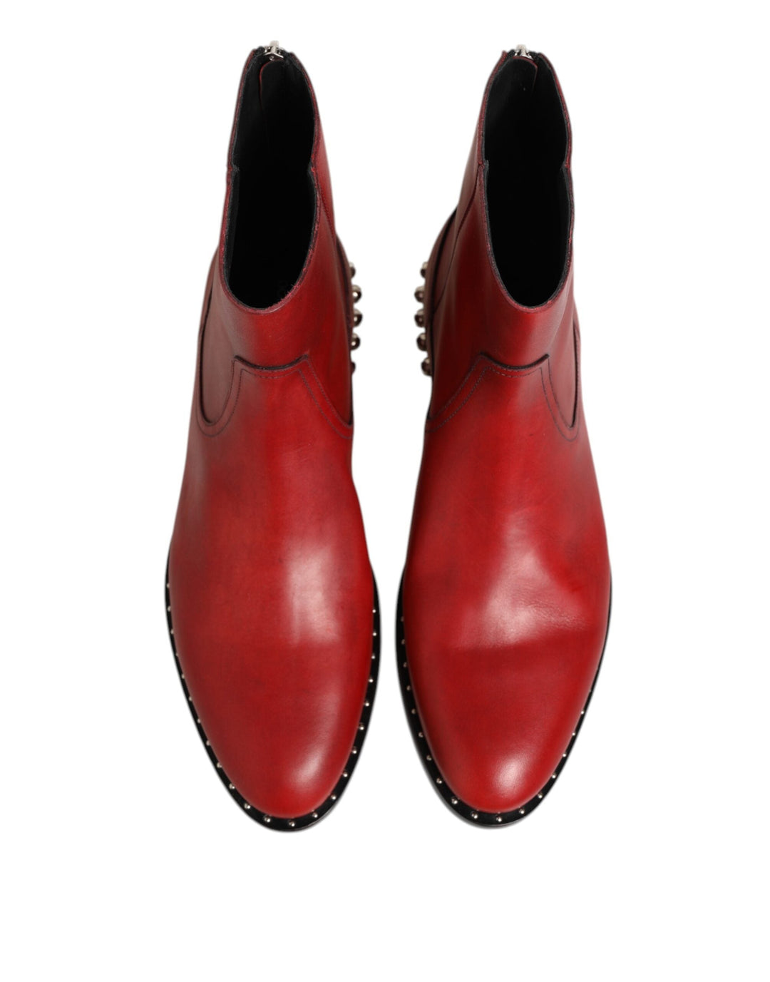 Dolce &amp; Gabbana Red Studded Chelsea Short Ankle Boots Shoes