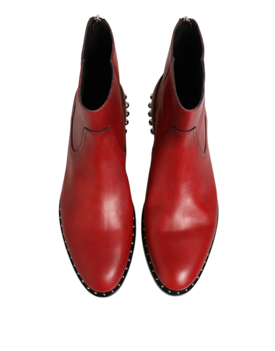 Dolce &amp; Gabbana Red Studded Chelsea Short Ankle Boots Shoes