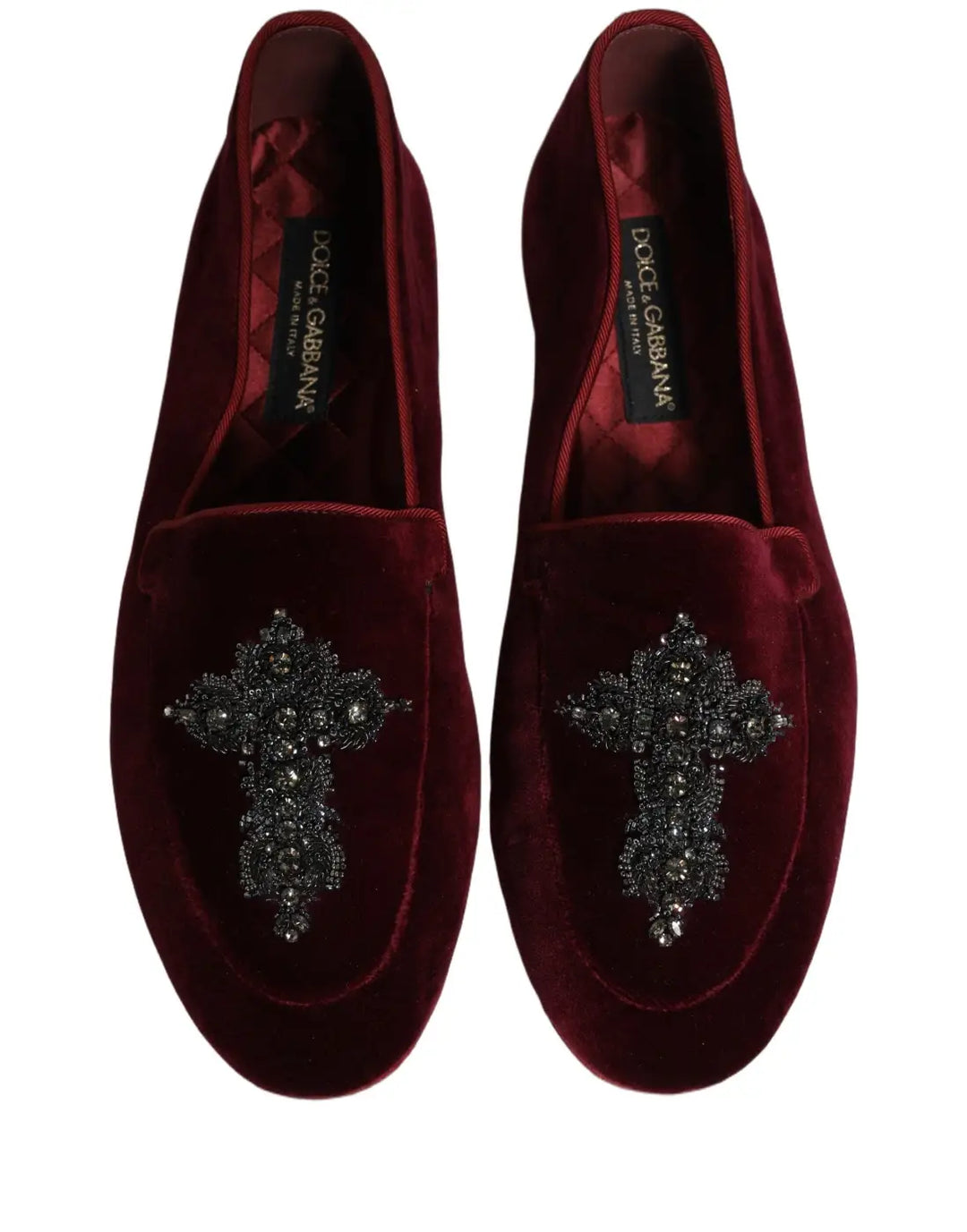 Dolce &amp; Gabbana Red Suede Embellished Men Dress Loafers Shoes
