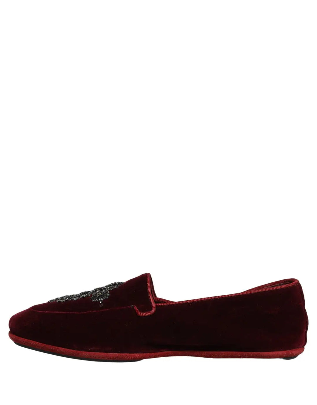 Dolce &amp; Gabbana Red Suede Embellished Men Dress Loafers Shoes
