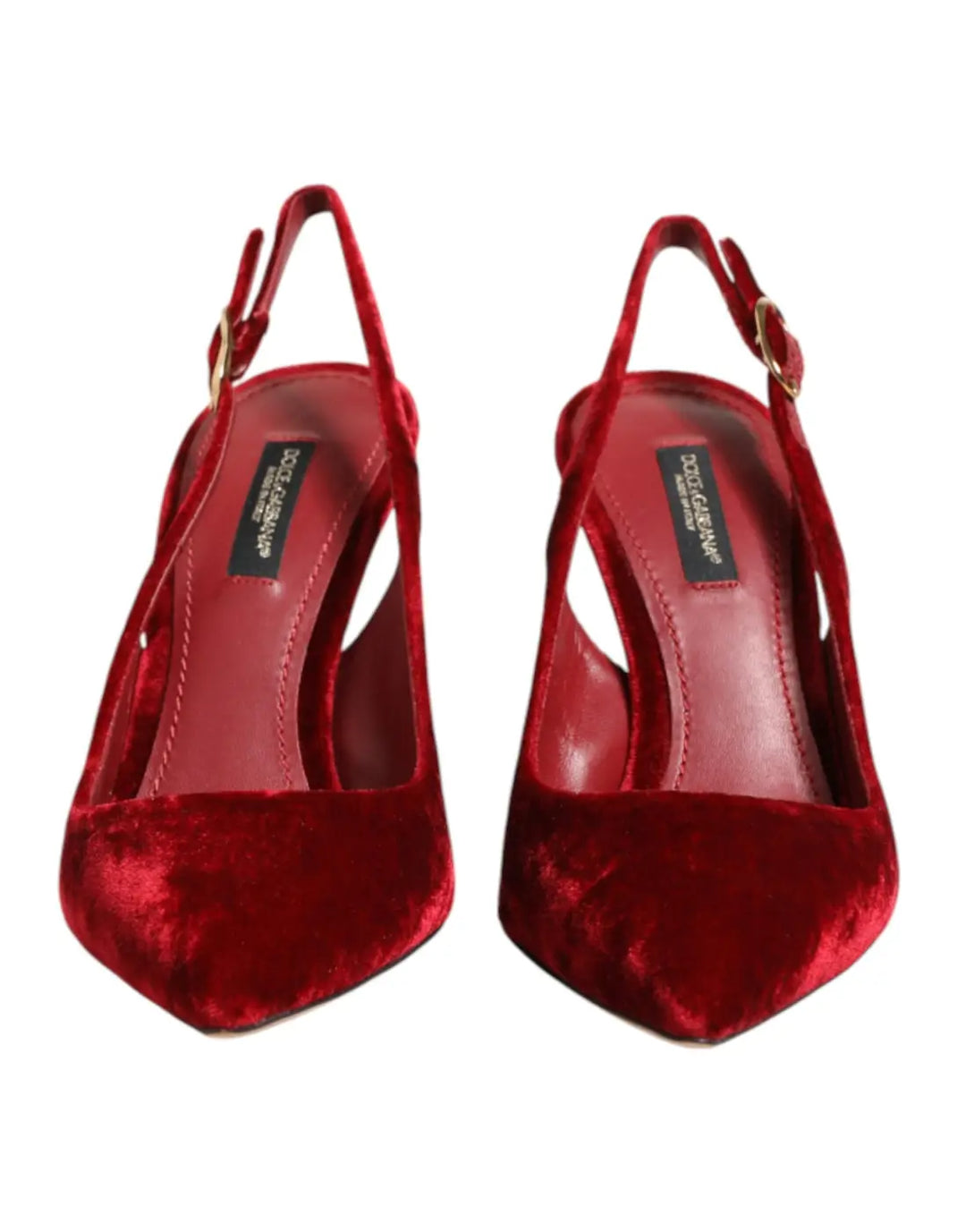 Dolce &amp; Gabbana Red Suede High Heels Slingbacks Sandals Shoes