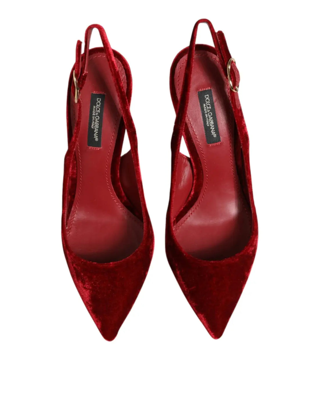 Dolce &amp; Gabbana Red Suede High Heels Slingbacks Sandals Shoes