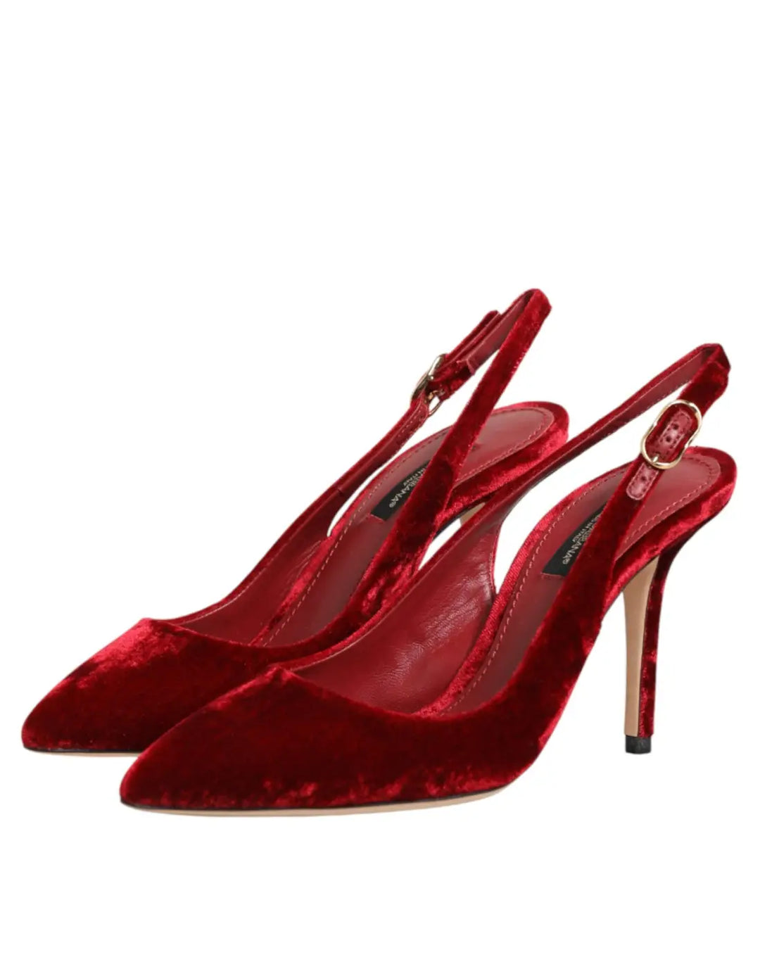 Dolce &amp; Gabbana Red Suede High Heels Slingbacks Sandals Shoes