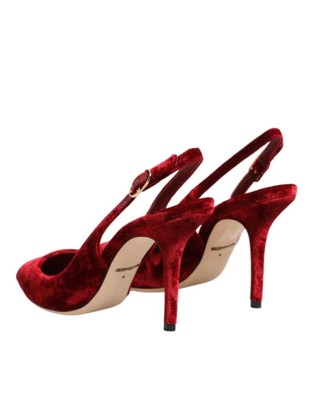 Dolce &amp; Gabbana Red Suede High Heels Slingbacks Sandals Shoes