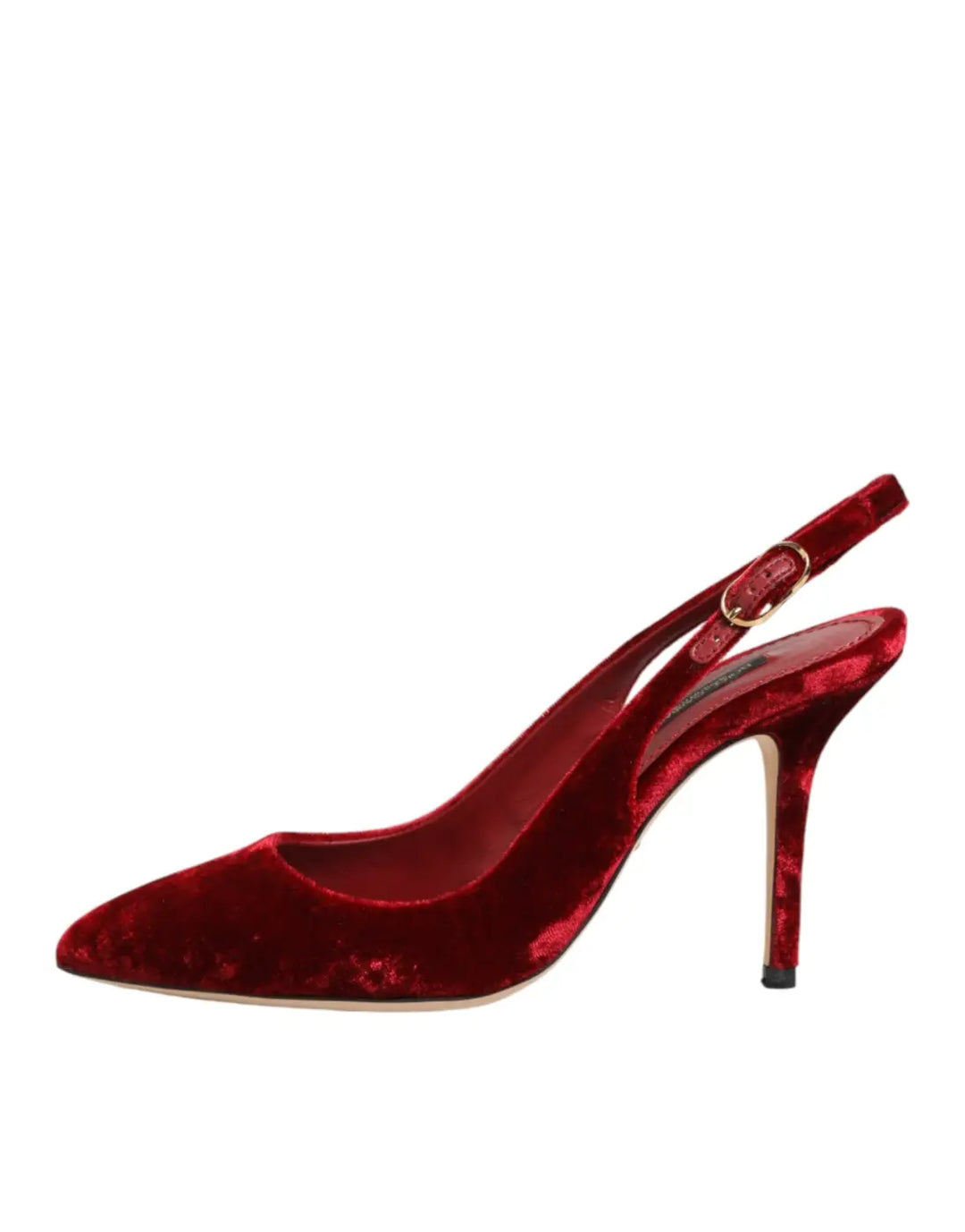 Dolce &amp; Gabbana Red Suede High Heels Slingbacks Sandals Shoes