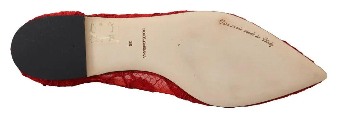 Dolce &amp; Gabbana Red Taormina Crystals Loafers Flats Shoes