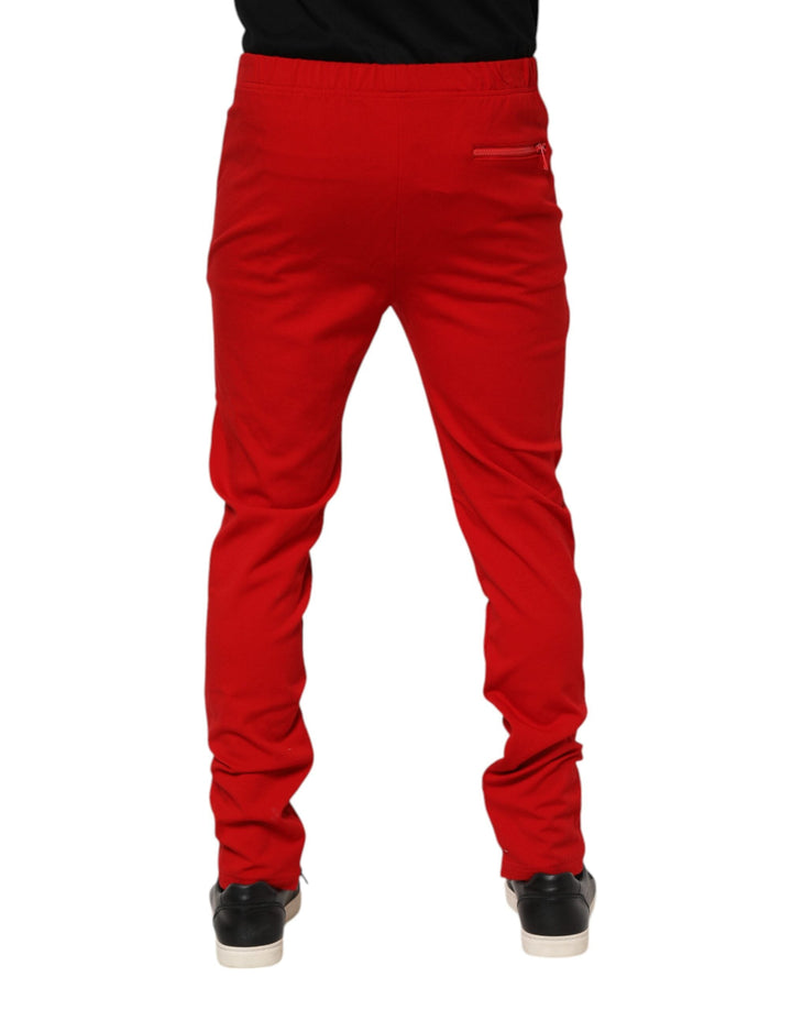 Dolce &amp; Gabbana Red Viscose Logo Jogger Men Sweatpants Pants