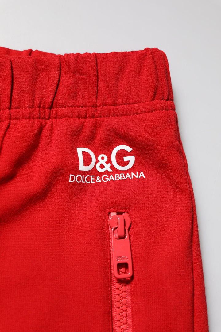Dolce &amp; Gabbana Red Viscose Logo Jogger Men Sweatpants Pants