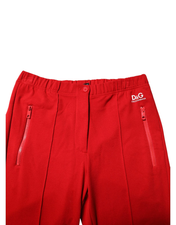 Dolce &amp; Gabbana Red Viscose Logo Jogger Men Sweatpants Pants