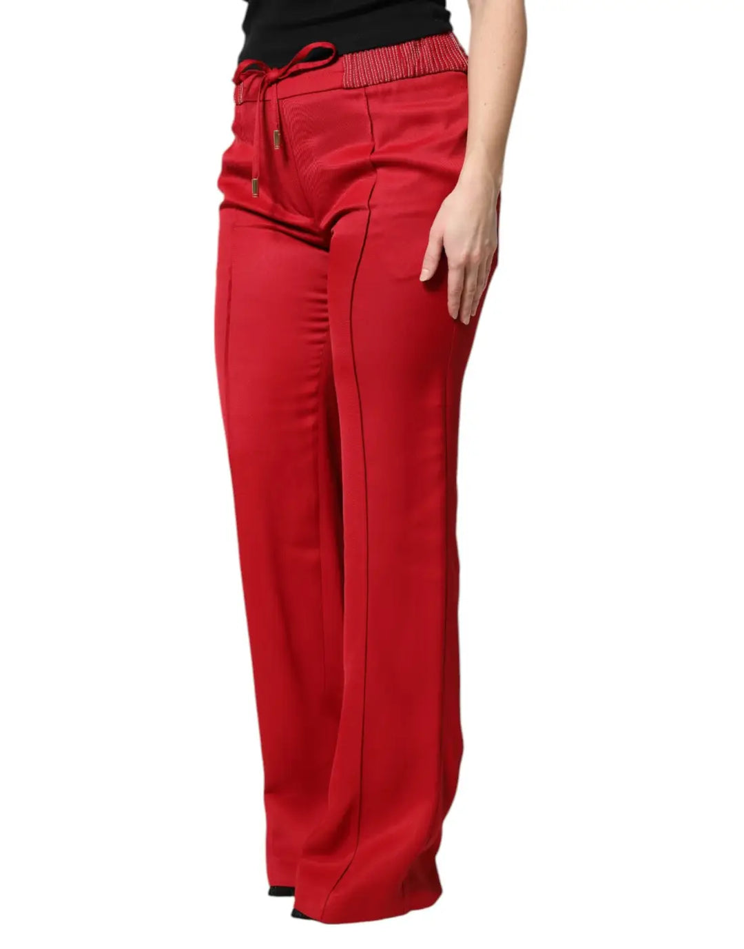 Dolce &amp; Gabbana Red Viscose Straight Fit Pants