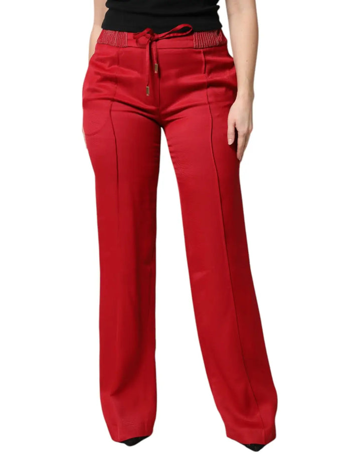 Dolce &amp; Gabbana Red Viscose Straight Fit Pants