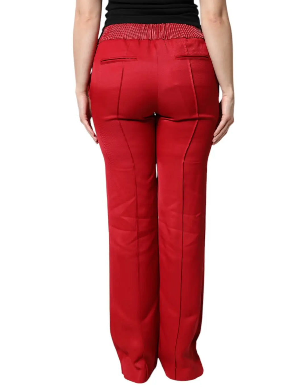 Dolce &amp; Gabbana Red Viscose Straight Fit Pants