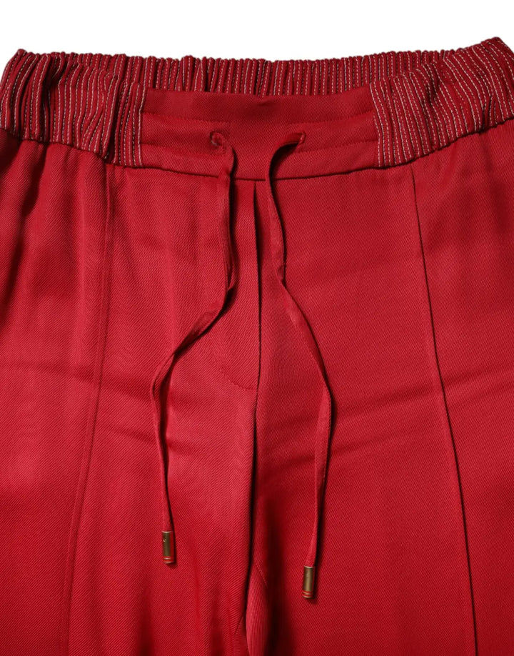 Dolce &amp; Gabbana Red Viscose Straight Fit Pants
