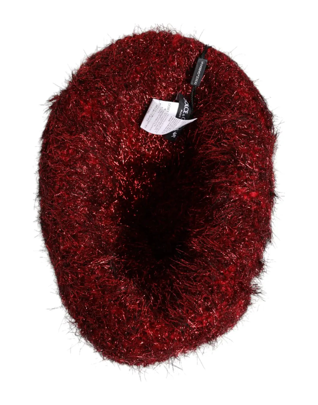 Dolce &amp; Gabbana Red Viscose Tinsel Wide Brim Bucket Hat