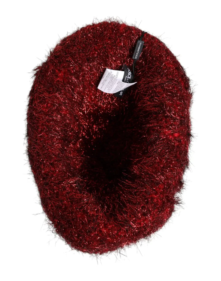 Dolce &amp; Gabbana Red Viscose Tinsel Wide Brim Bucket Hat