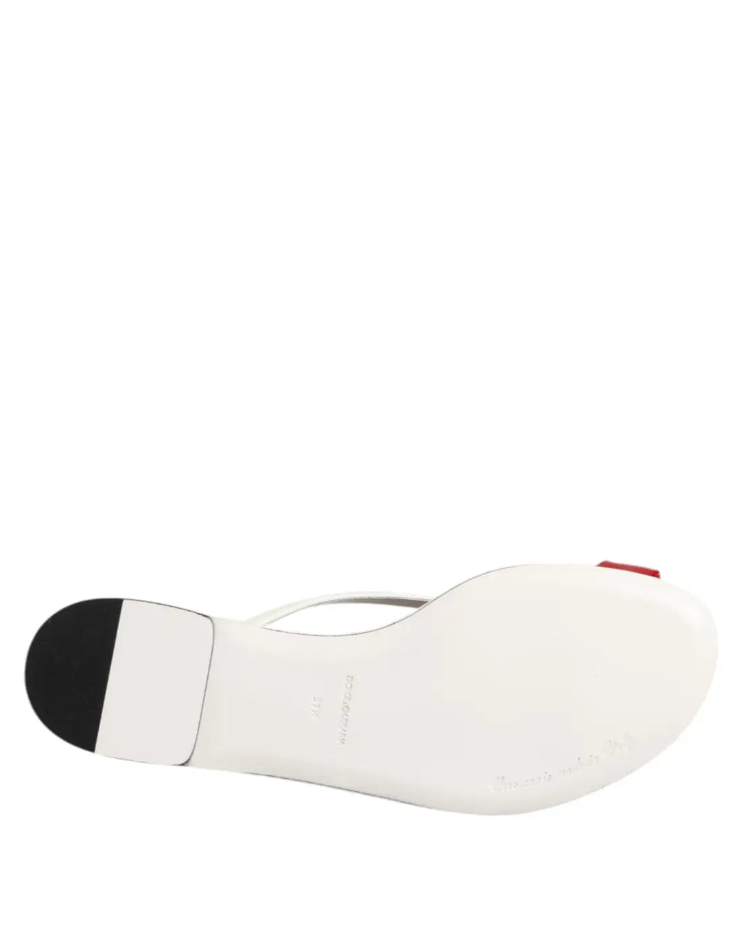 Dolce &amp; Gabbana Red White KEIRA Flower Leather Sandals Shoes