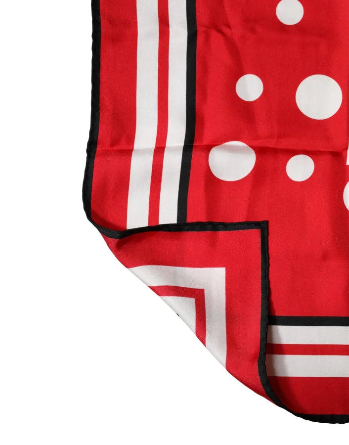 Dolce &amp; Gabbana Red White Polka Dot Square Foulard 90cm x 88cm Scarf