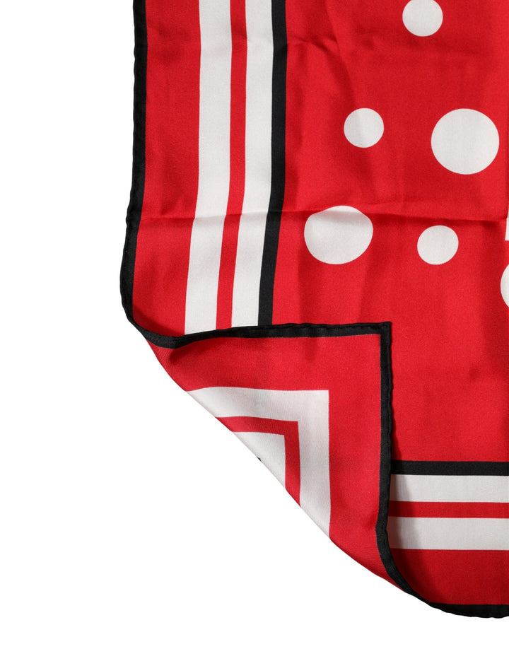 Dolce &amp; Gabbana Red White Polka Dot Square Foulard 90cm x 88cm Scarf