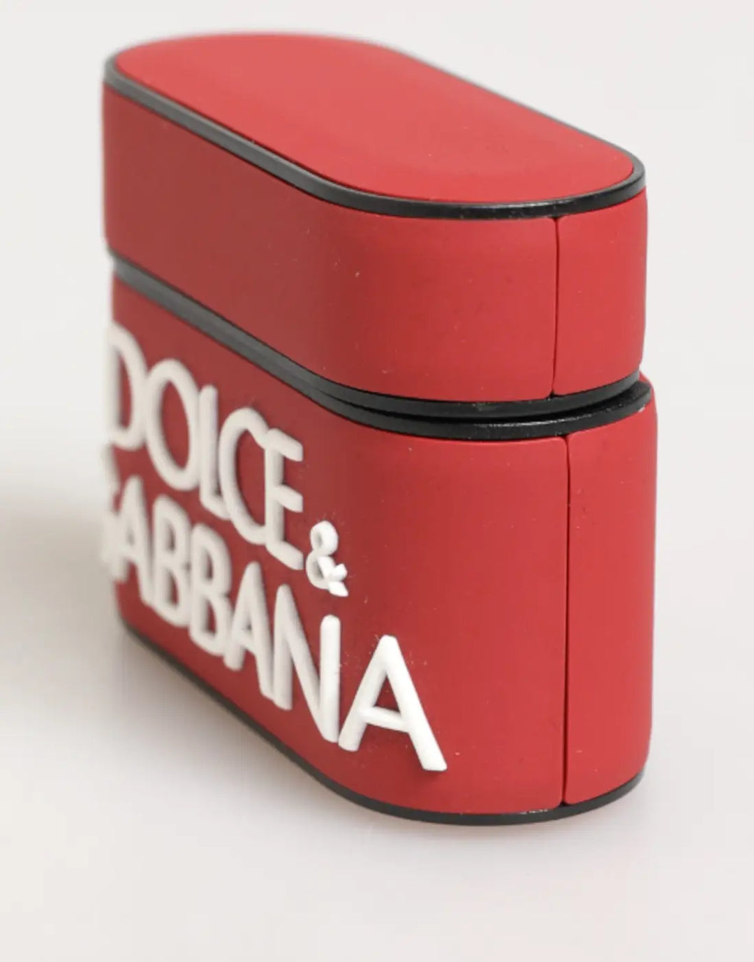 Dolce &amp; Gabbana Red White Silicone Embossed Logo Accessory Airpods Case