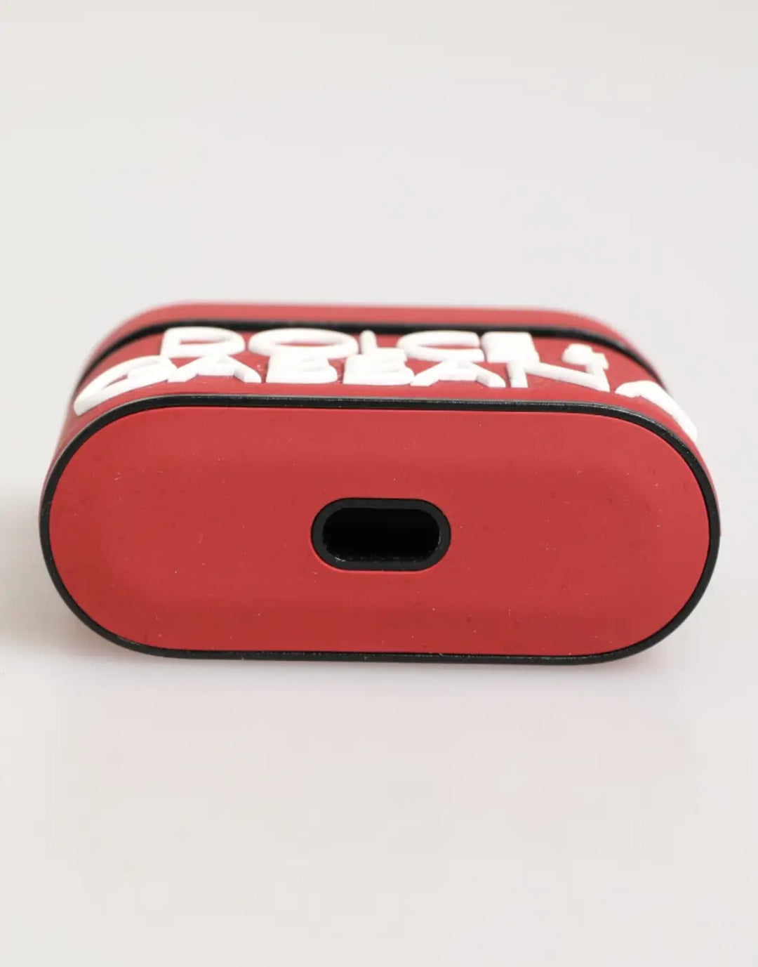 Dolce &amp; Gabbana Red White Silicone Embossed Logo Accessory Airpods Case