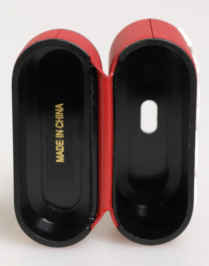 Dolce &amp; Gabbana Red White Silicone Embossed Logo Accessory Airpods Case