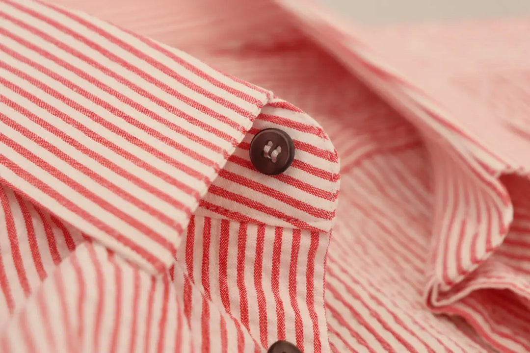 Dolce &amp; Gabbana Red White Striped Cotton Short Sleeve Shirt