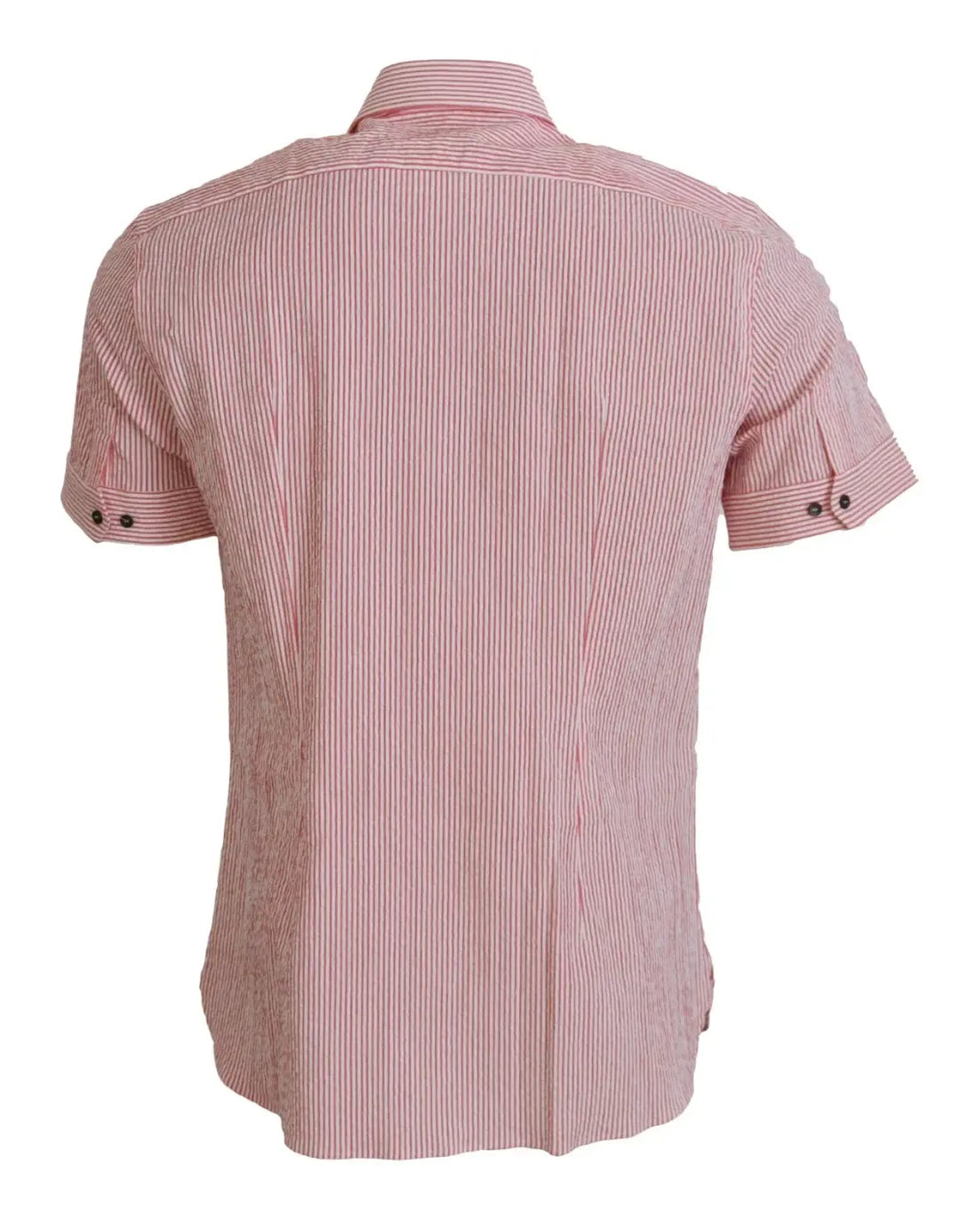 Dolce &amp; Gabbana Red White Striped Cotton Short Sleeve Shirt