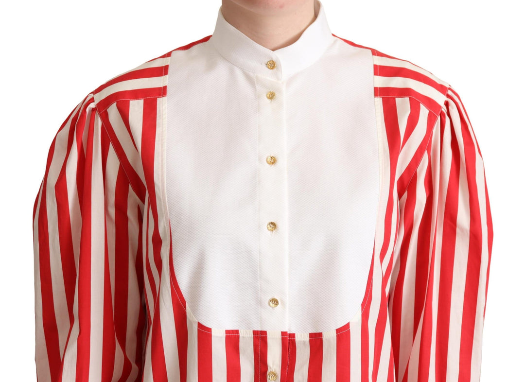 Dolce &amp; Gabbana Shirts - Women’s Red White Striped Long Sleeves Formal Shirt