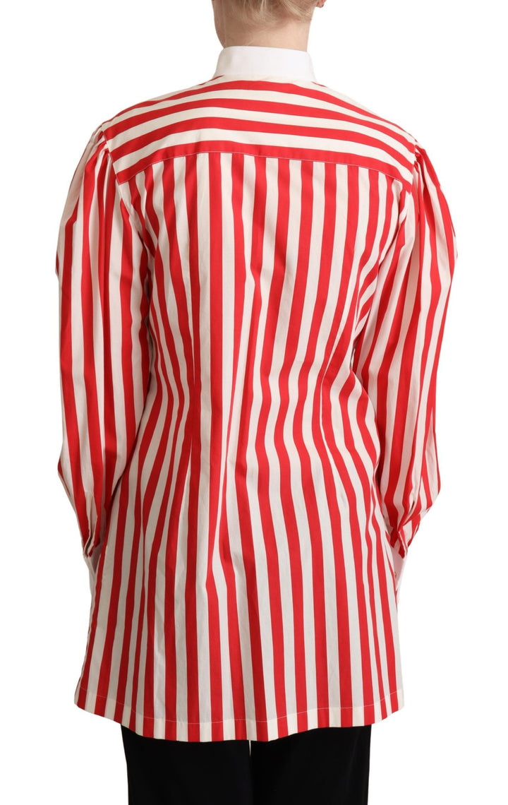 Dolce &amp; Gabbana Shirts - Women’s Red White Striped Long Sleeves Formal Shirt