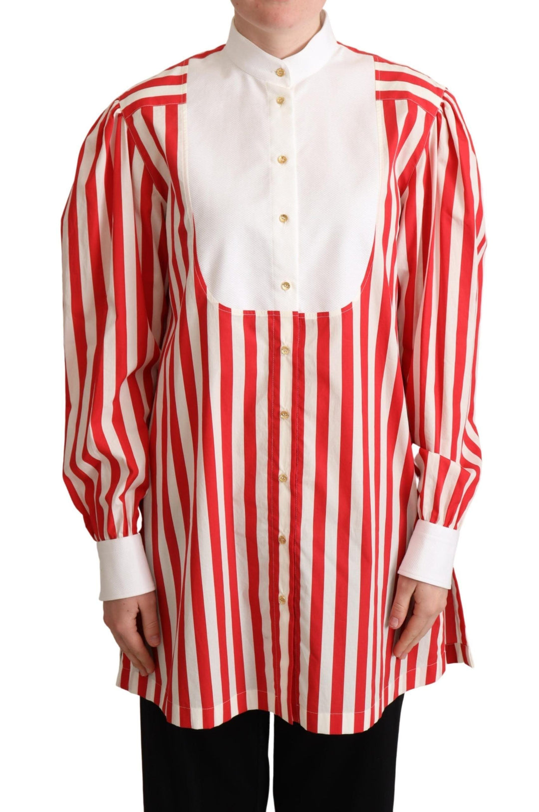 Dolce &amp; Gabbana Shirts - Women’s Red White Striped Long Sleeves Formal Shirt