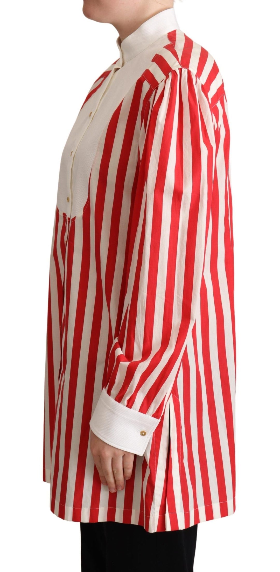 Dolce &amp; Gabbana Shirts - Women’s Red White Striped Long Sleeves Formal Shirt