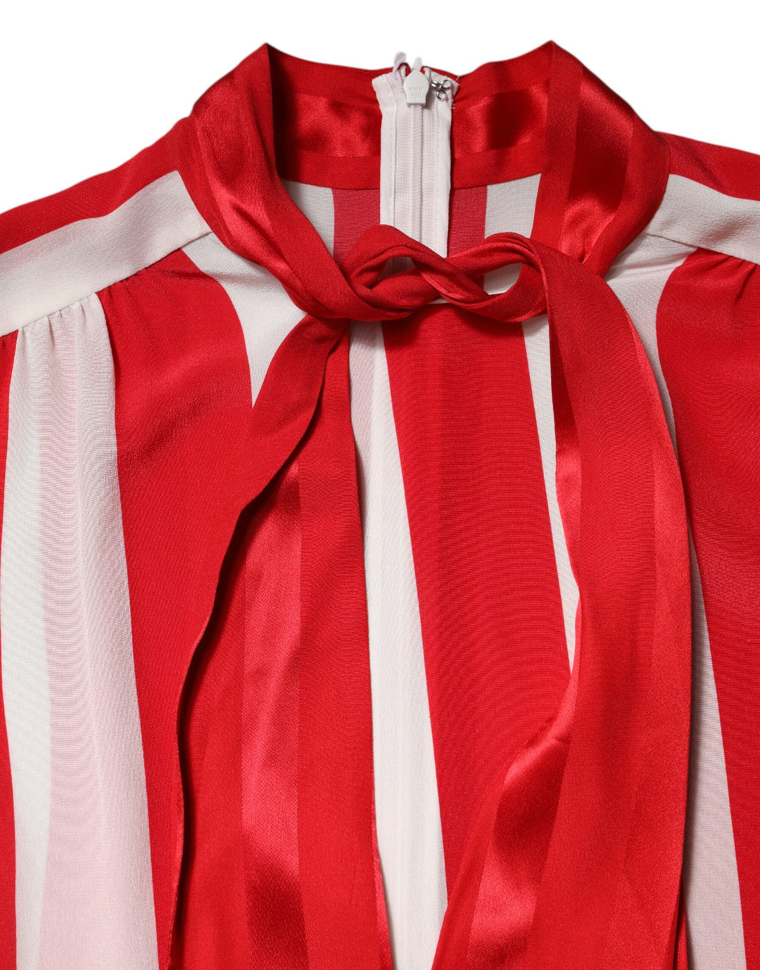 Dolce &amp; Gabbana Blouses - Women’s Red White Stripes Ascot Collar Blouse Top