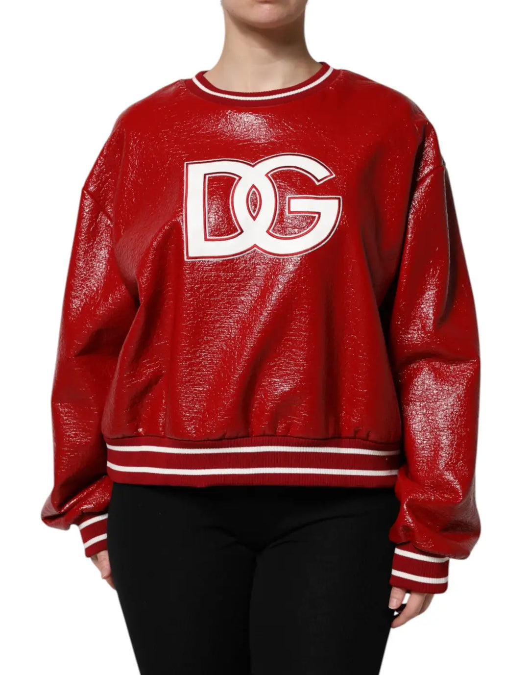 Dolce &amp; Gabbana Red Wool DGLogo Embroidery Pullover Sweater