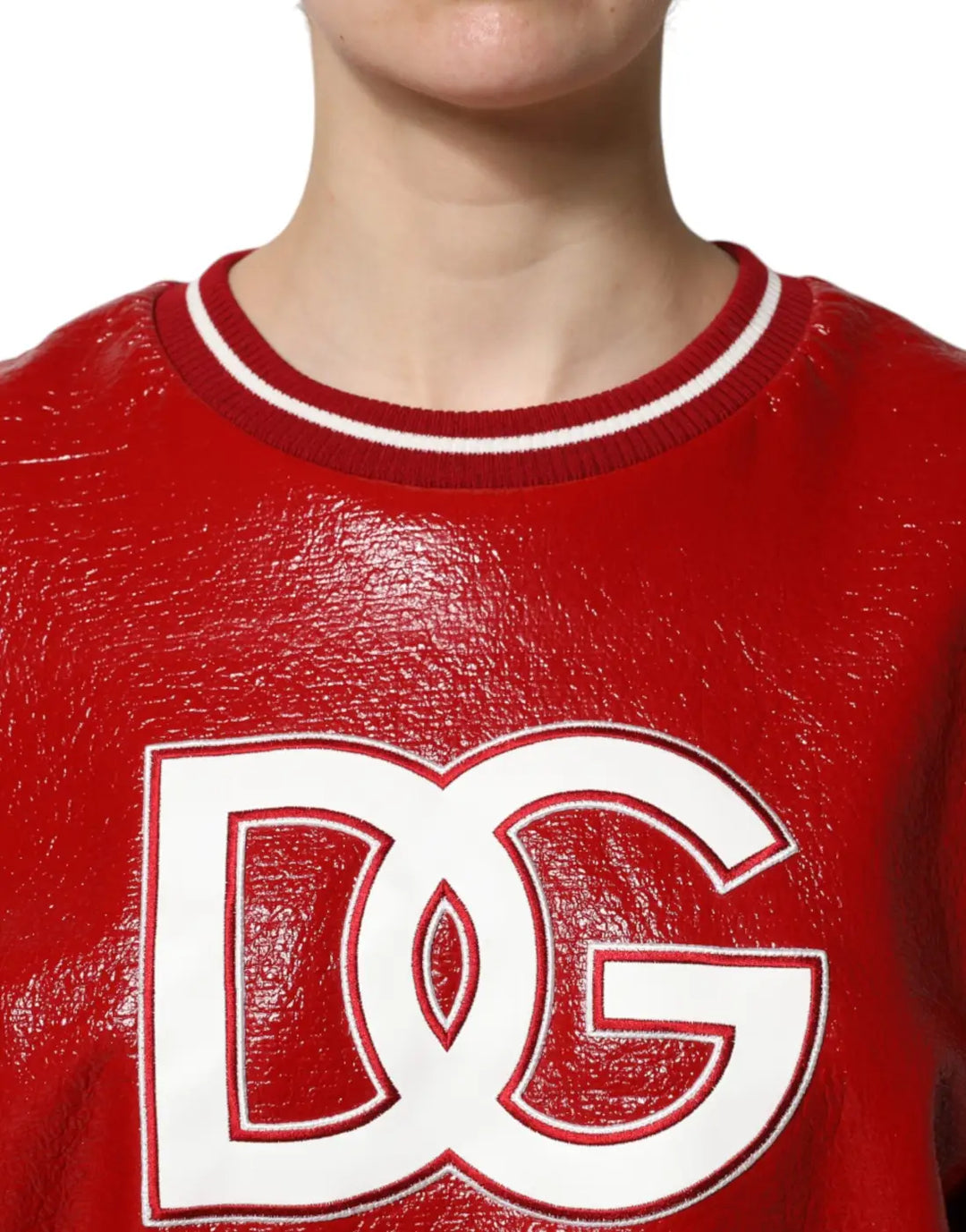 Dolce &amp; Gabbana Red Wool DGLogo Embroidery Pullover Sweater