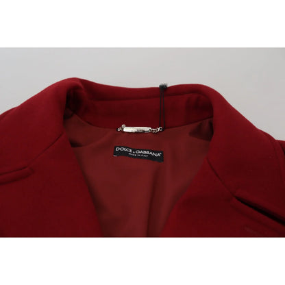 Dolce & Gabbana Red Wool Double Breasted Coat Jacket
