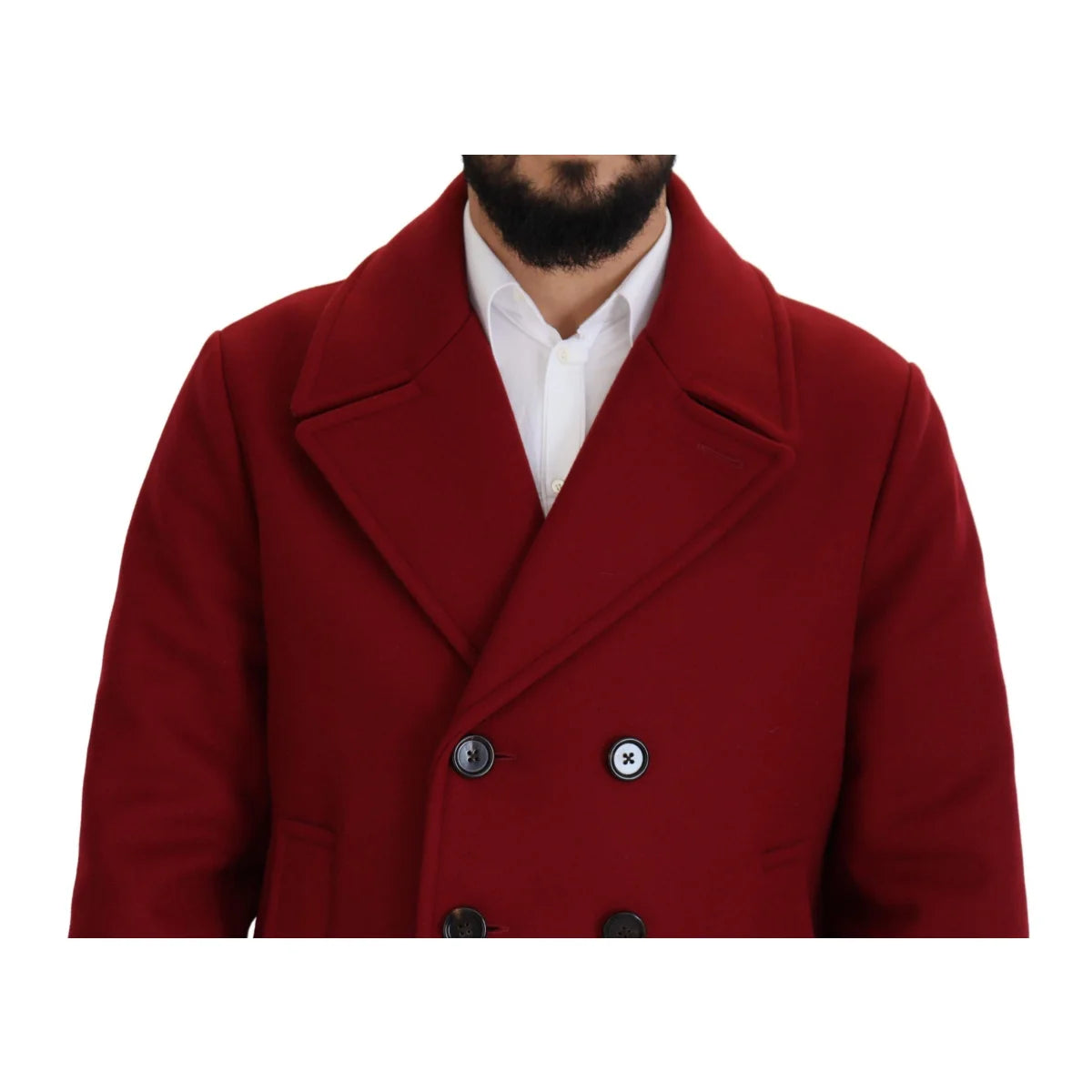 Dolce & Gabbana Red Wool Double Breasted Coat Jacket