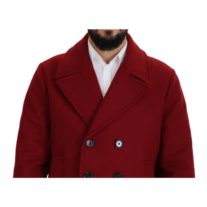 Dolce & Gabbana Red Wool Double Breasted Coat Jacket