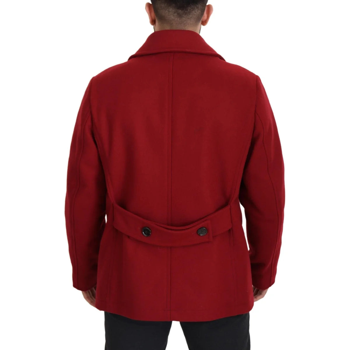 Dolce & Gabbana Red Wool Double Breasted Coat Jacket