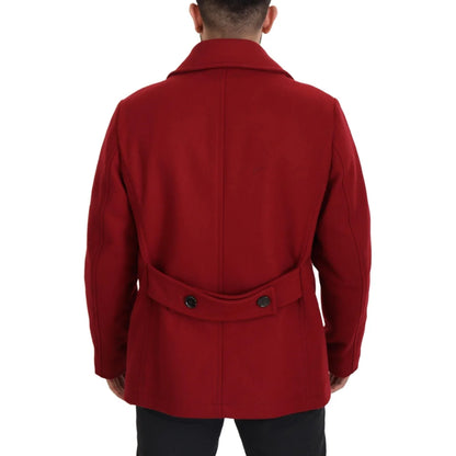 Dolce & Gabbana Red Wool Double Breasted Coat Jacket