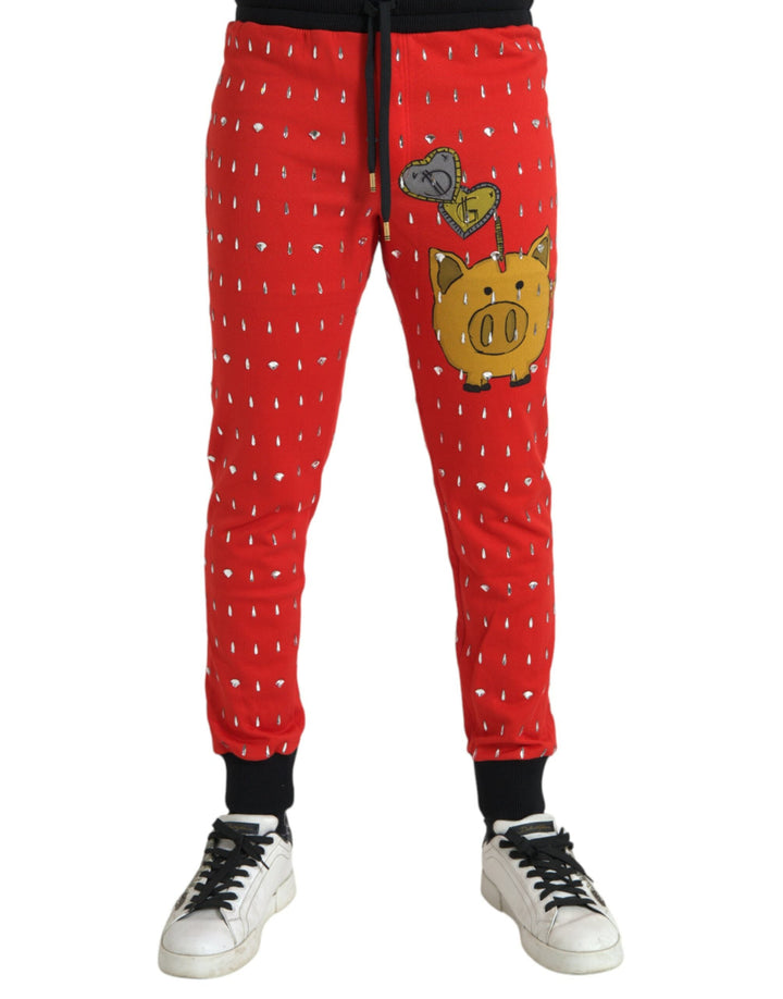 Dolce &amp; Gabbana Red Year of the Pig Jogger Sweatpants Pants