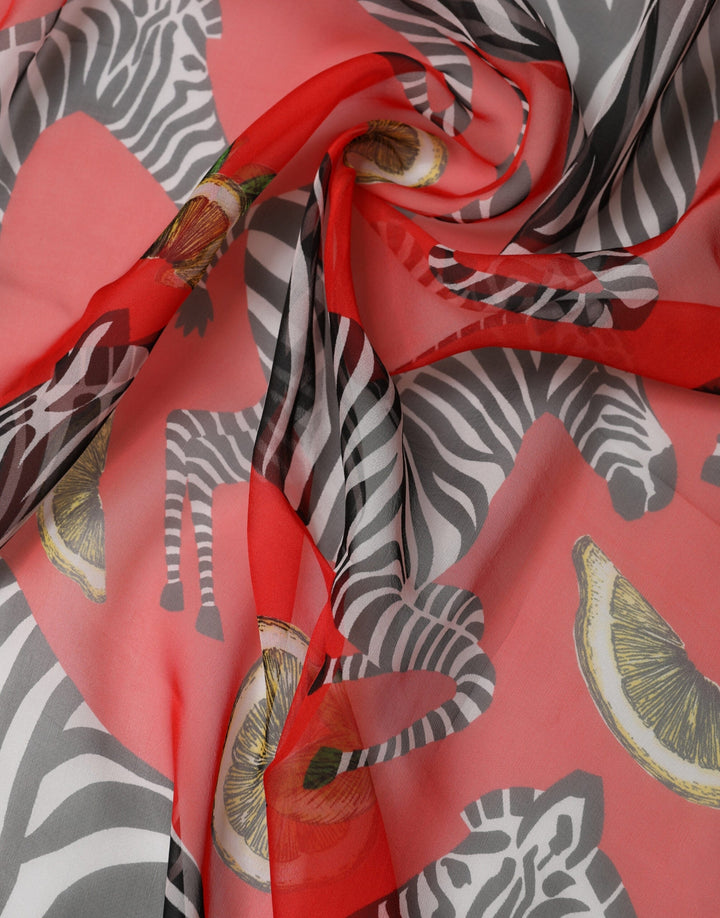 Dolce &amp; Gabbana Red Zebra Print Silk Wrap Shawl Stole 200cm x 132cm Scarf