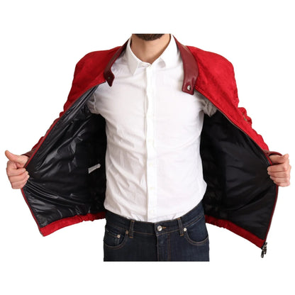 Dolce Gabbana Red Zipper Closure Two Bomber Jacket &