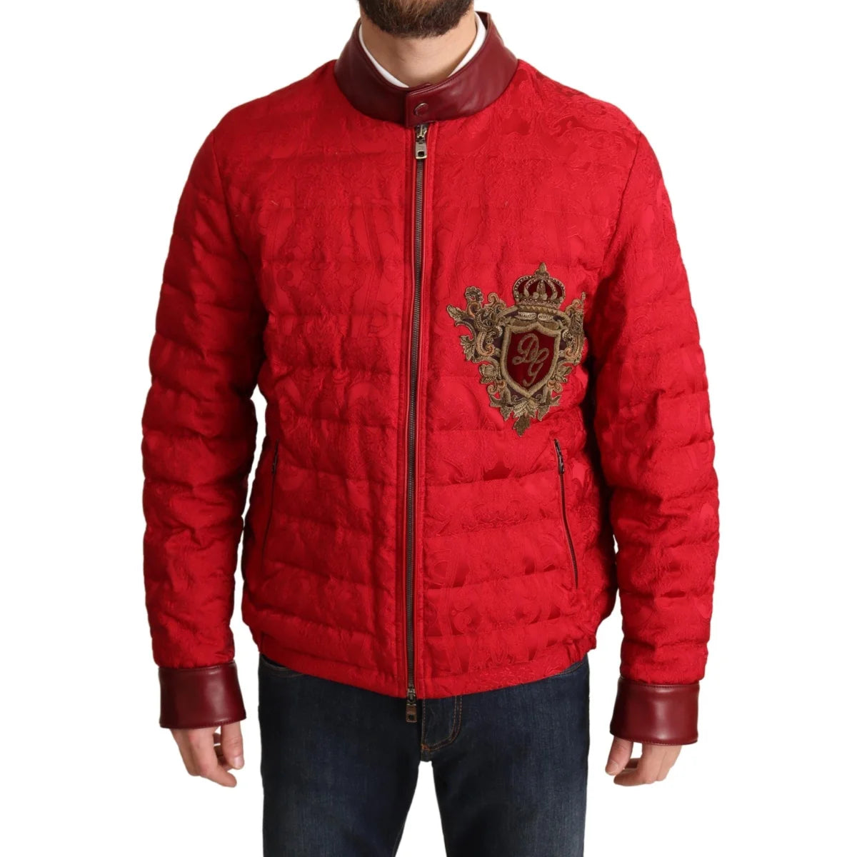 Dolce Gabbana Red Zipper Closure Two Bomber Jacket &