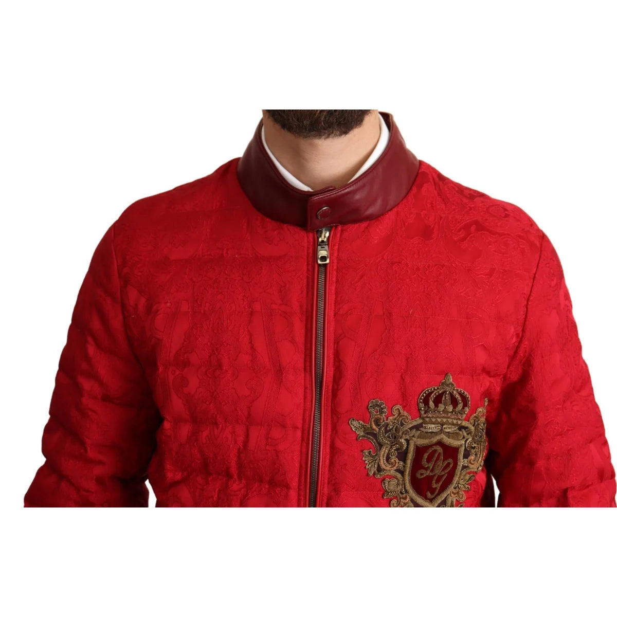 Dolce Gabbana Red Zipper Closure Two Bomber Jacket &